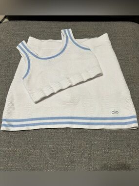 Alo Tennis Club Knit Skirt and Bra Set